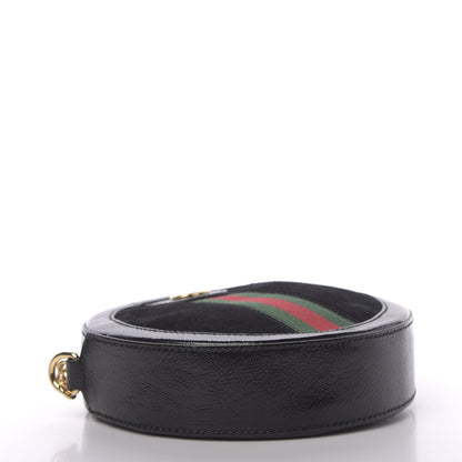 Gucci Suede Patent Web Mini Ophidia Round Shoulder Bag Black 4 of 10