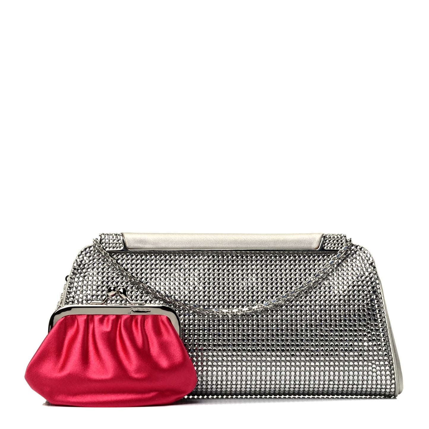 Swarovski Crystal Minaudiere Clutch Silver