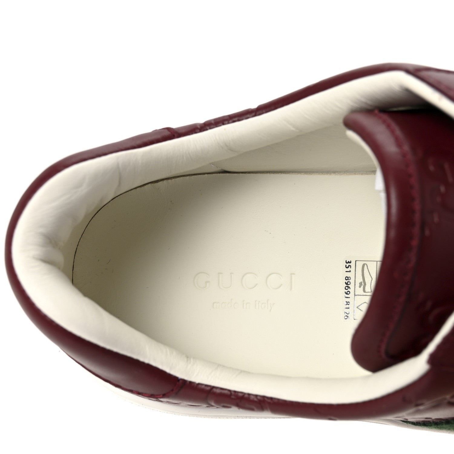 Gucci Calfskin GG Embossed Web Mens Ace Sneakers  36.5 Ancora Red 8 of 9