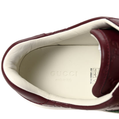 Gucci Calfskin GG Embossed Web Mens Ace Sneakers  36.5 Ancora Red 8 of 9