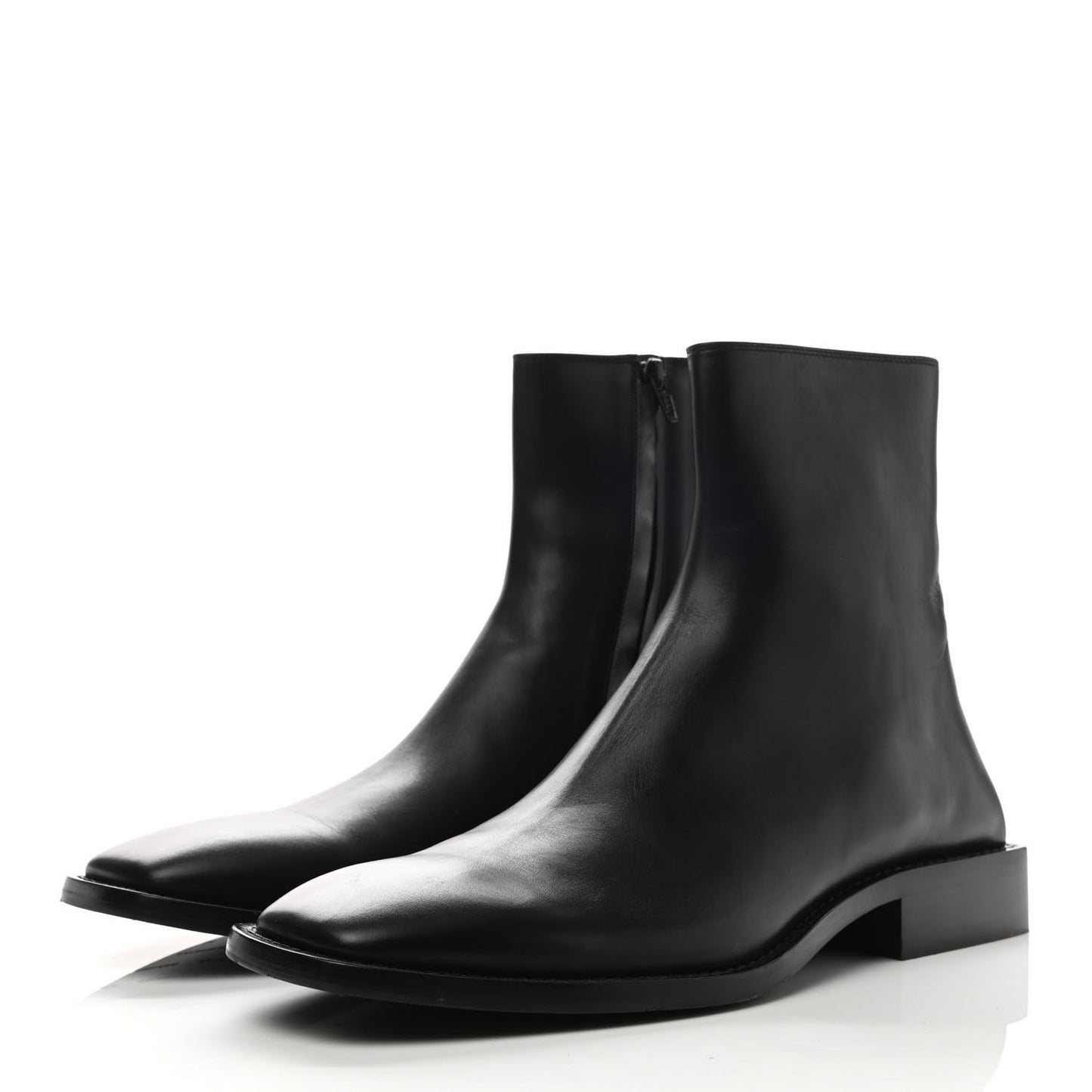 Calfskin Mens Zippered Ankle Boots 43 Black