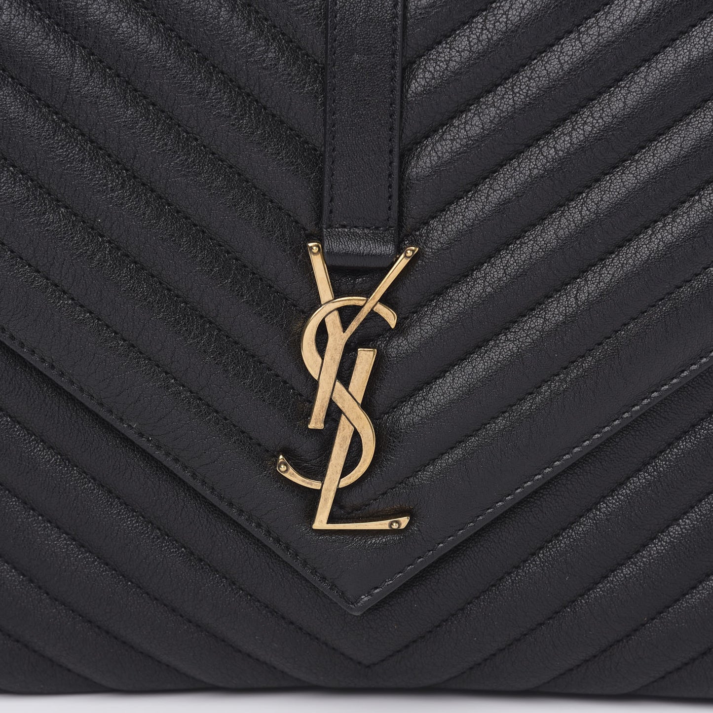 Sheepskin Matelasse Chevron Monogram Large College Satchel Black