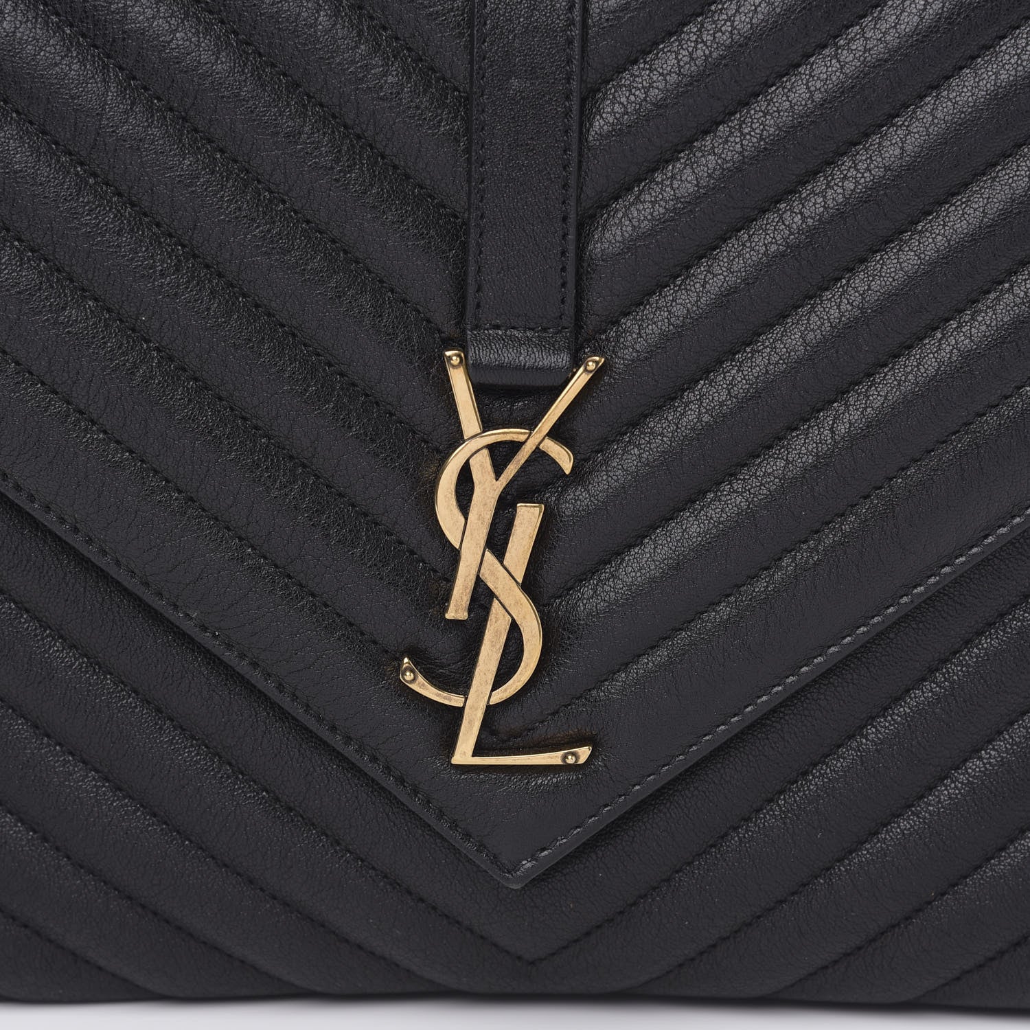 Saint Laurent Sheepskin Matelasse Chevron Monogram Large College Satchel Black 10 of 12