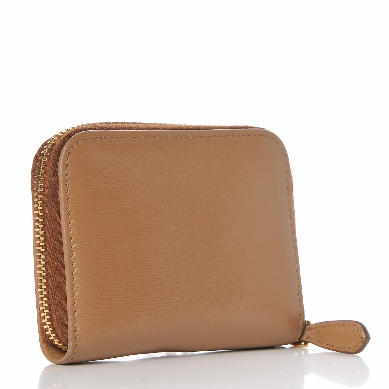 Prada Vitello Move Metal Coin Purse Caramel 3 of 9