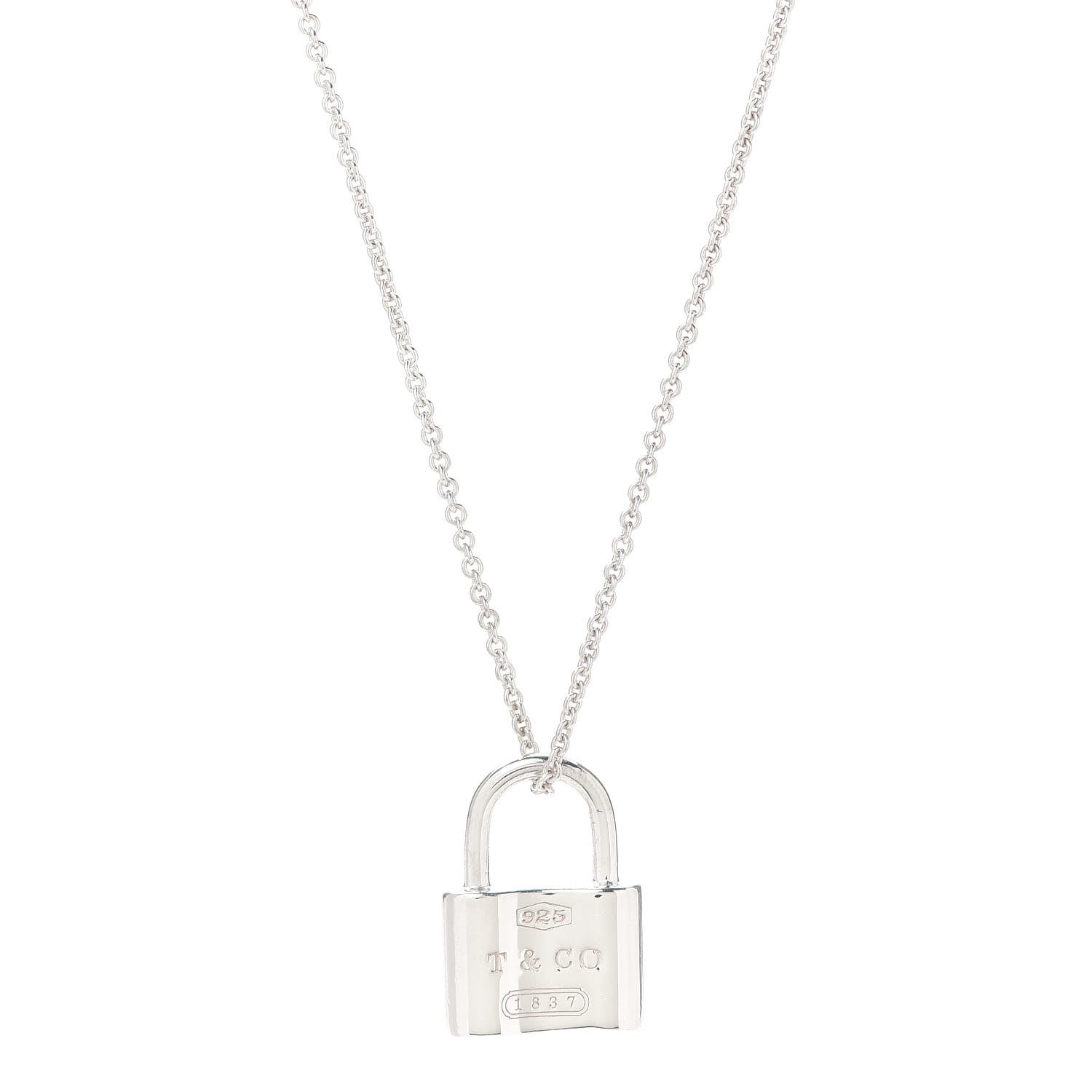 Tiffany Sterling Silver 1837 Lock Charm Pendant Necklace 1 of 5