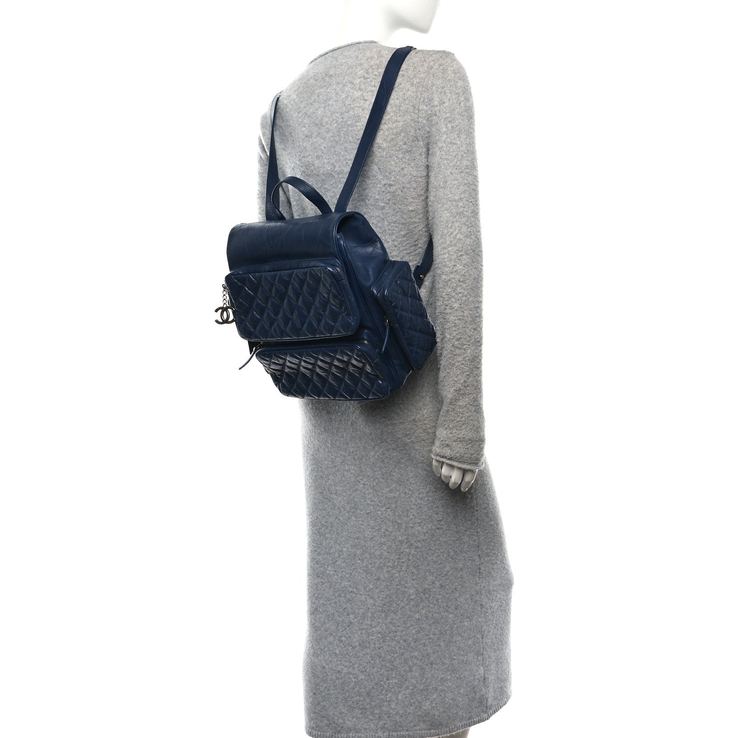 Chanel Aged Calfskin Quilted Medium Casual Rock Airlines Backpack Blue 2 of 10