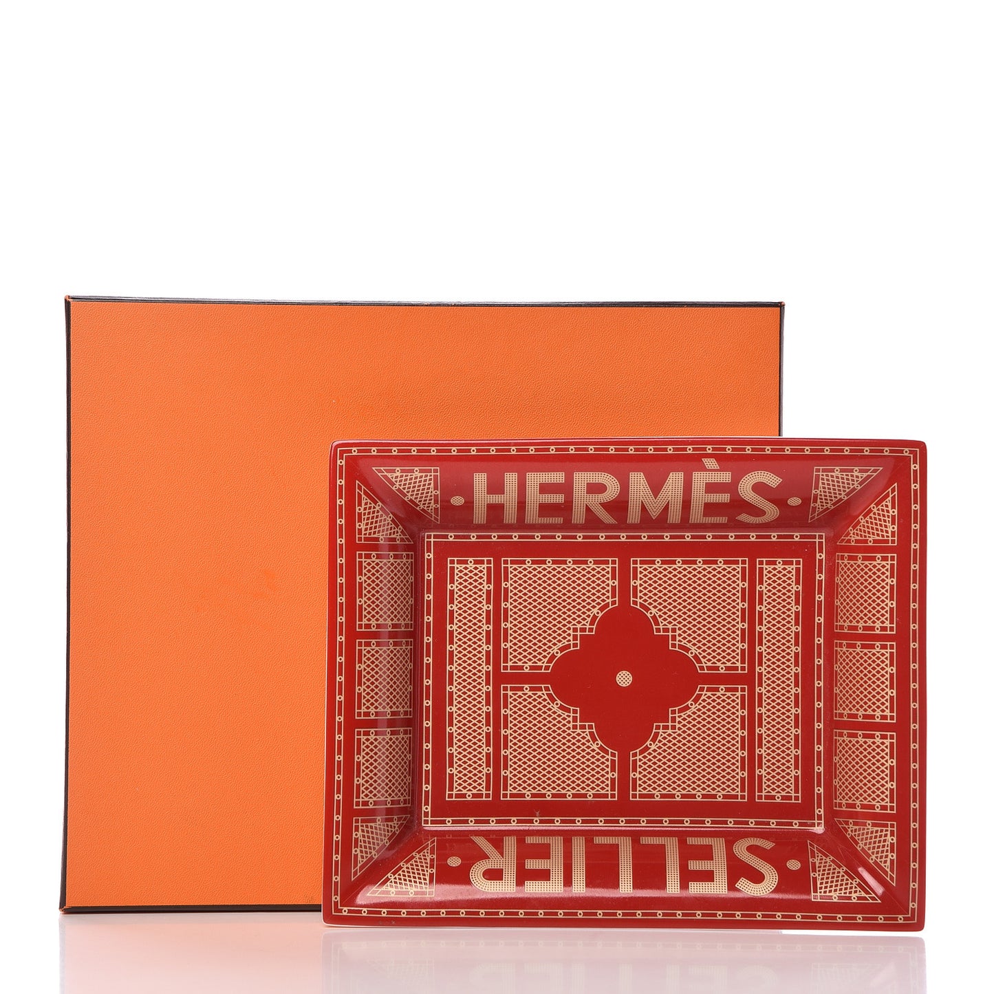 Porcelain Sellier Change Tray Rouge Or