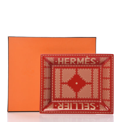 Hermes Porcelain Sellier Change Tray Rouge Or 8 of 8