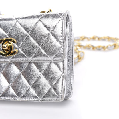 Chanel Metallic Lambskin Quilted Micro Mini Flap Silver 12 of 13