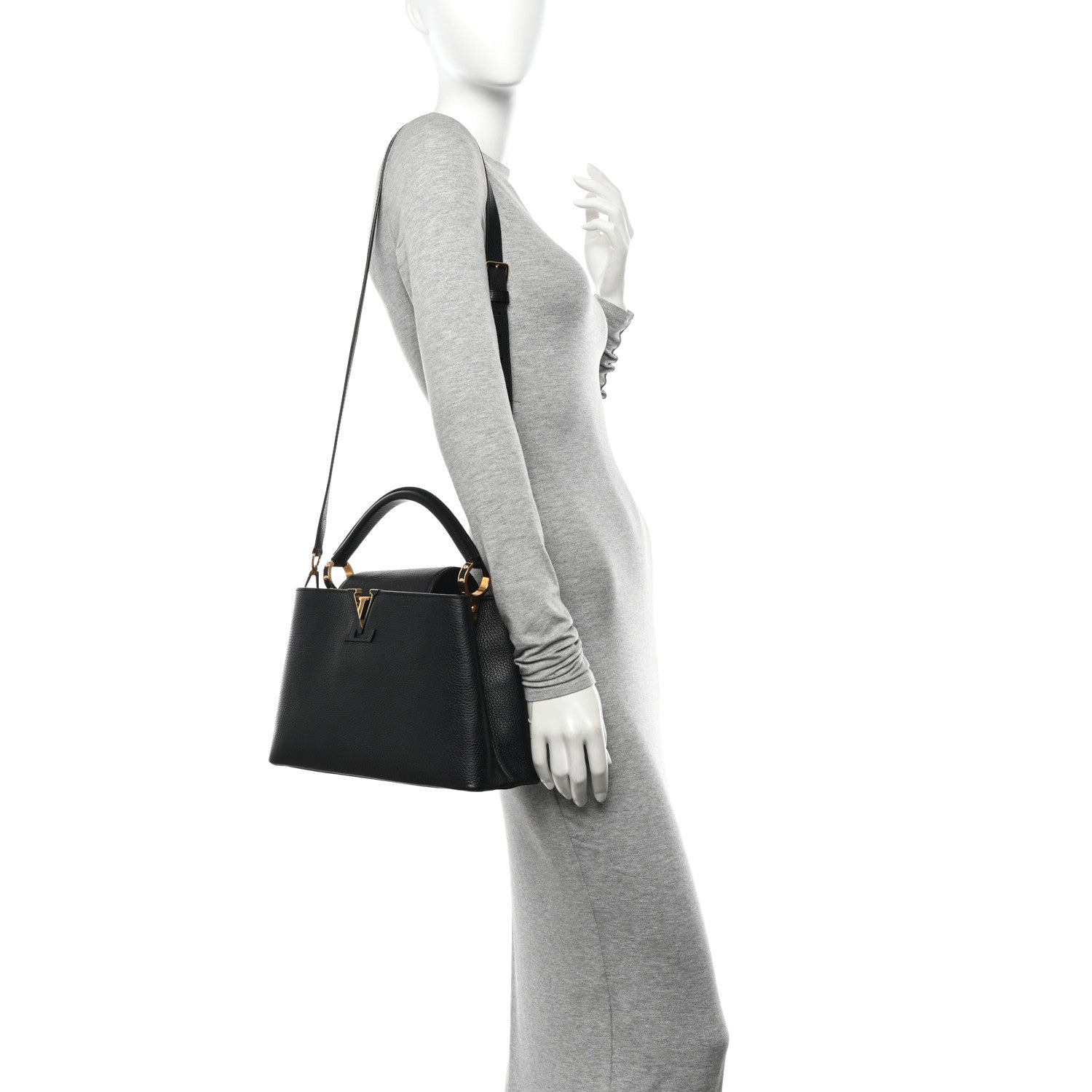 Louis Vuitton Taurillon Capucines PM Black 2 of 11
