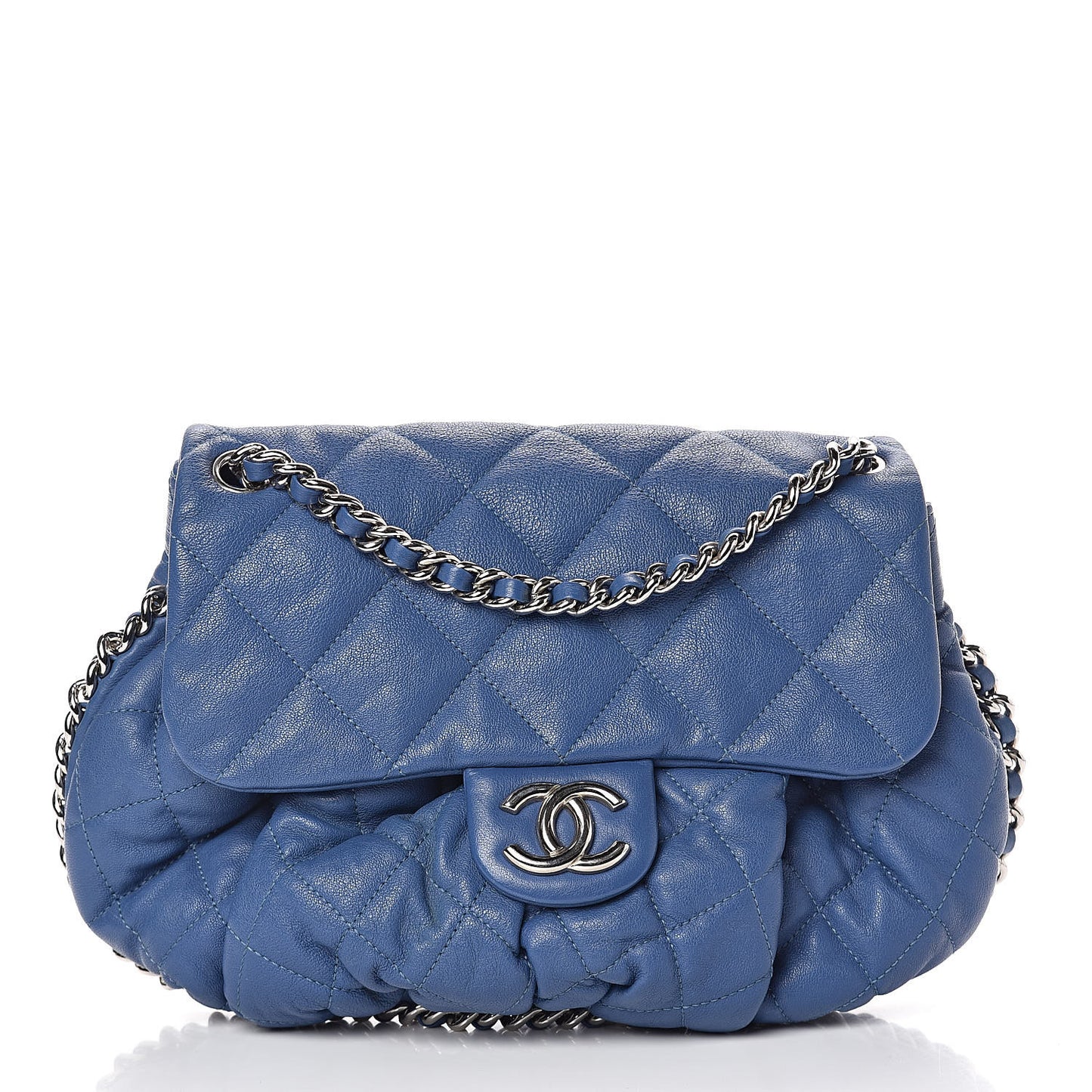Washed Lambskin Chain Around Medium Messenger Blue