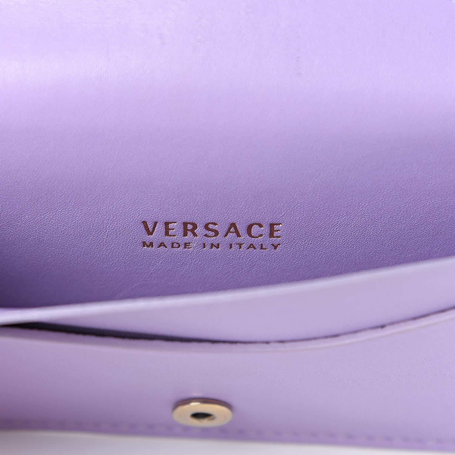 Versace Calfskin Flower Barocco Coin Pouch Violet 6 of 6