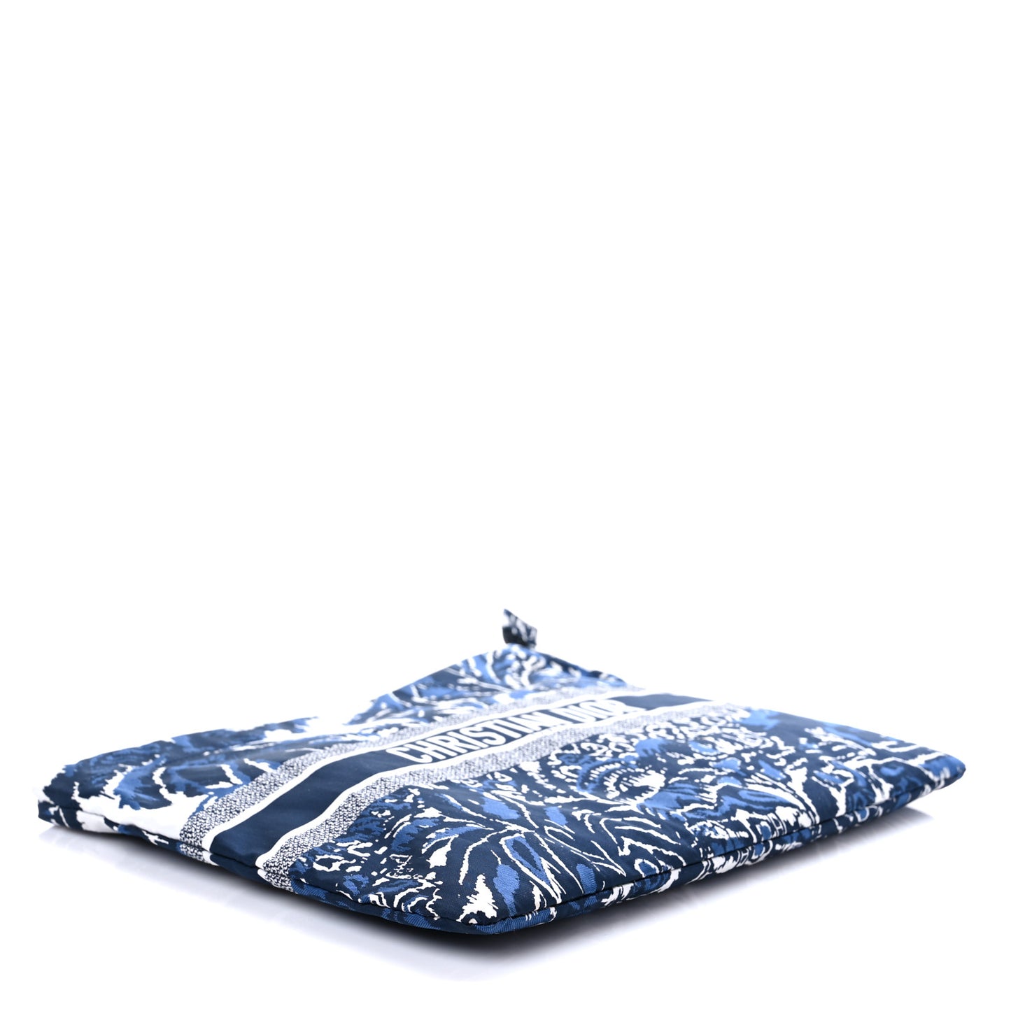 Embroidered Palm Tree Toile De Jouy Diortravel Zipped Pouch Blue