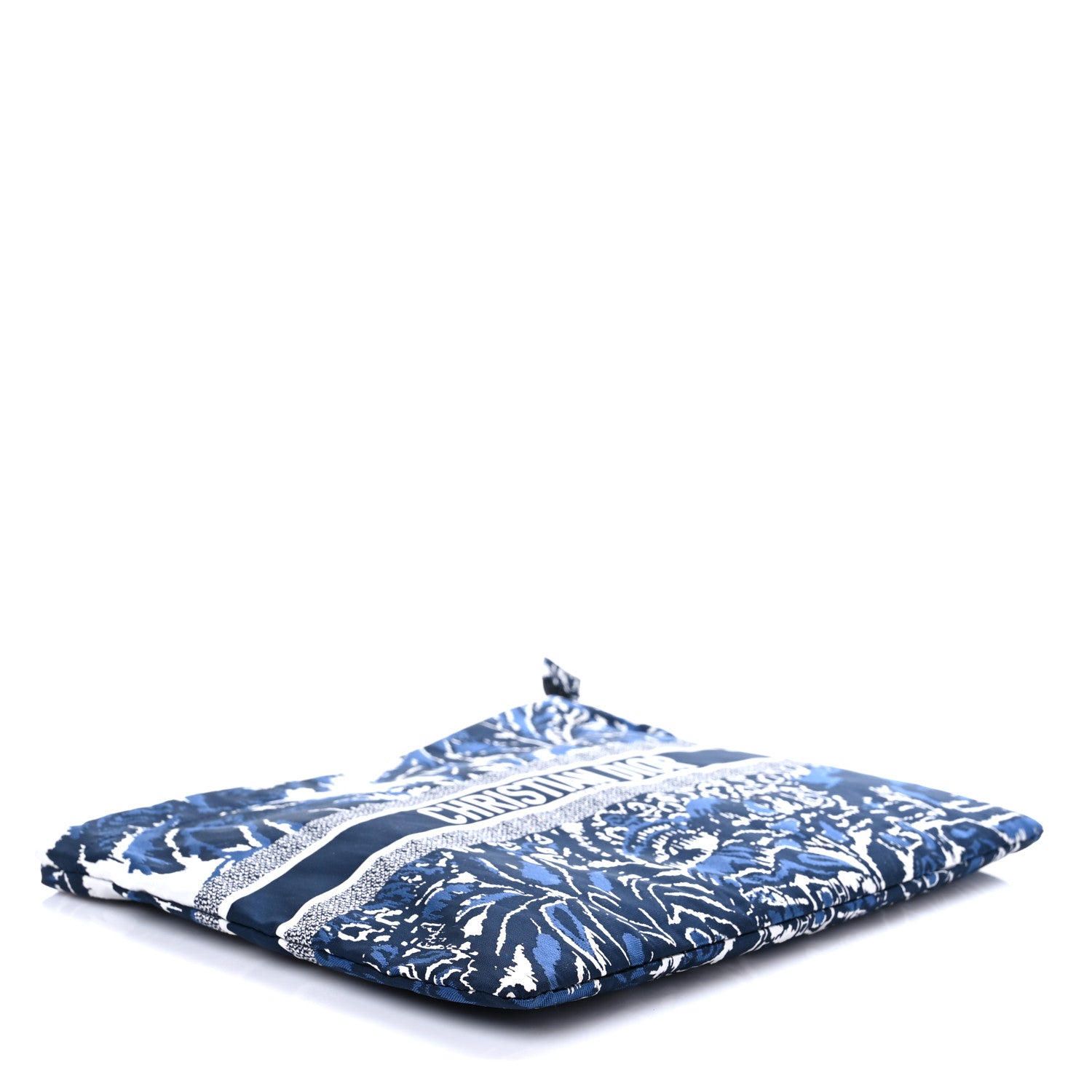 Christian Dior Embroidered Palm Tree Toile De Jouy Diortravel Zipped Pouch Blue 4 of 10