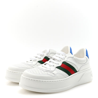 Gucci Calfskin Web Perforated Womens Platform 55mm Sneakers 39.5 White Bright Splash 4 of 9