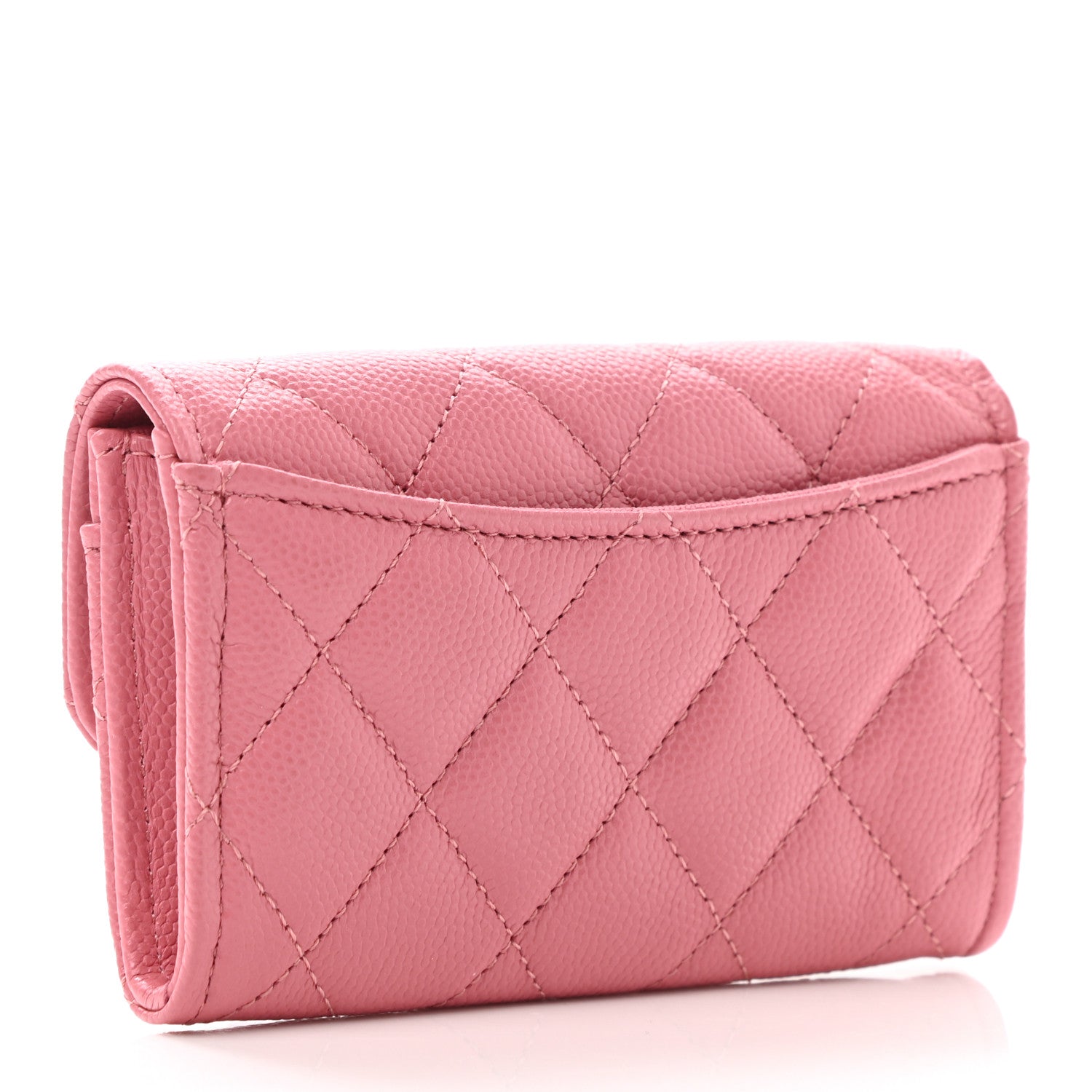 Chanel Caviar Quilted Flap Card Holder Wallet Pink 3 of 8