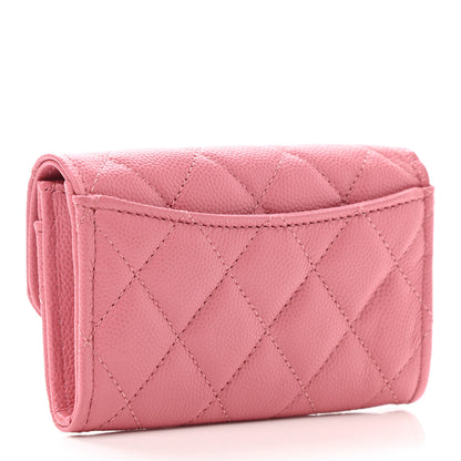 Chanel Caviar Quilted Flap Card Holder Wallet Pink 3 of 8