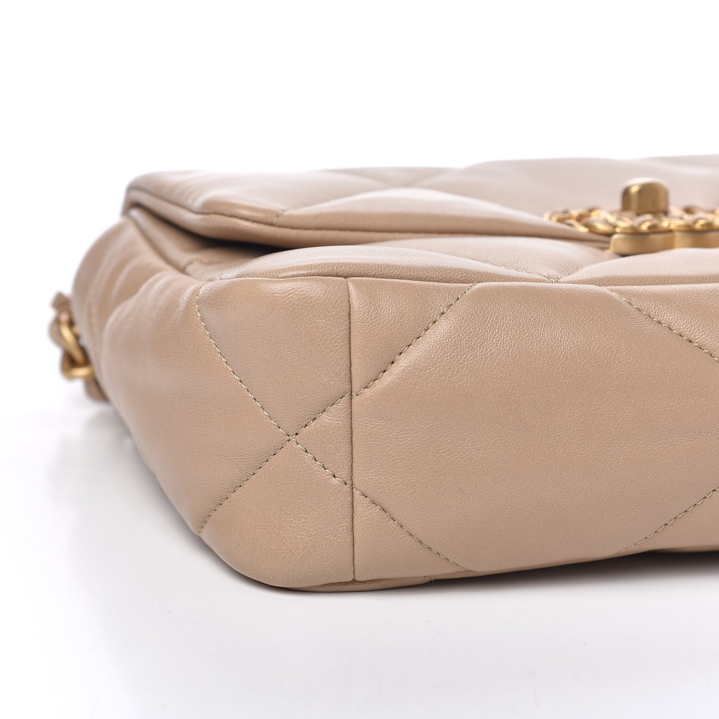 Lambskin Quilted Medium Chanel 19 Flap Dark Beige