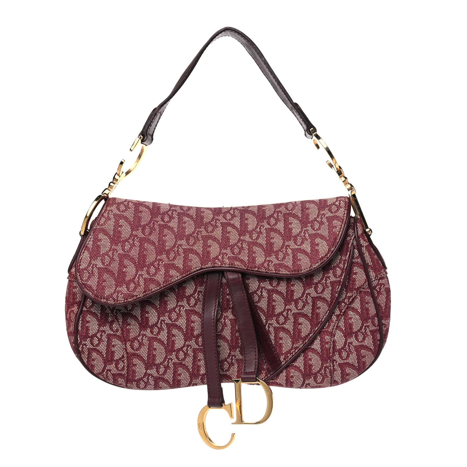 Christian Dior Monogram Double Saddle Bag Burgundy 1 of 10