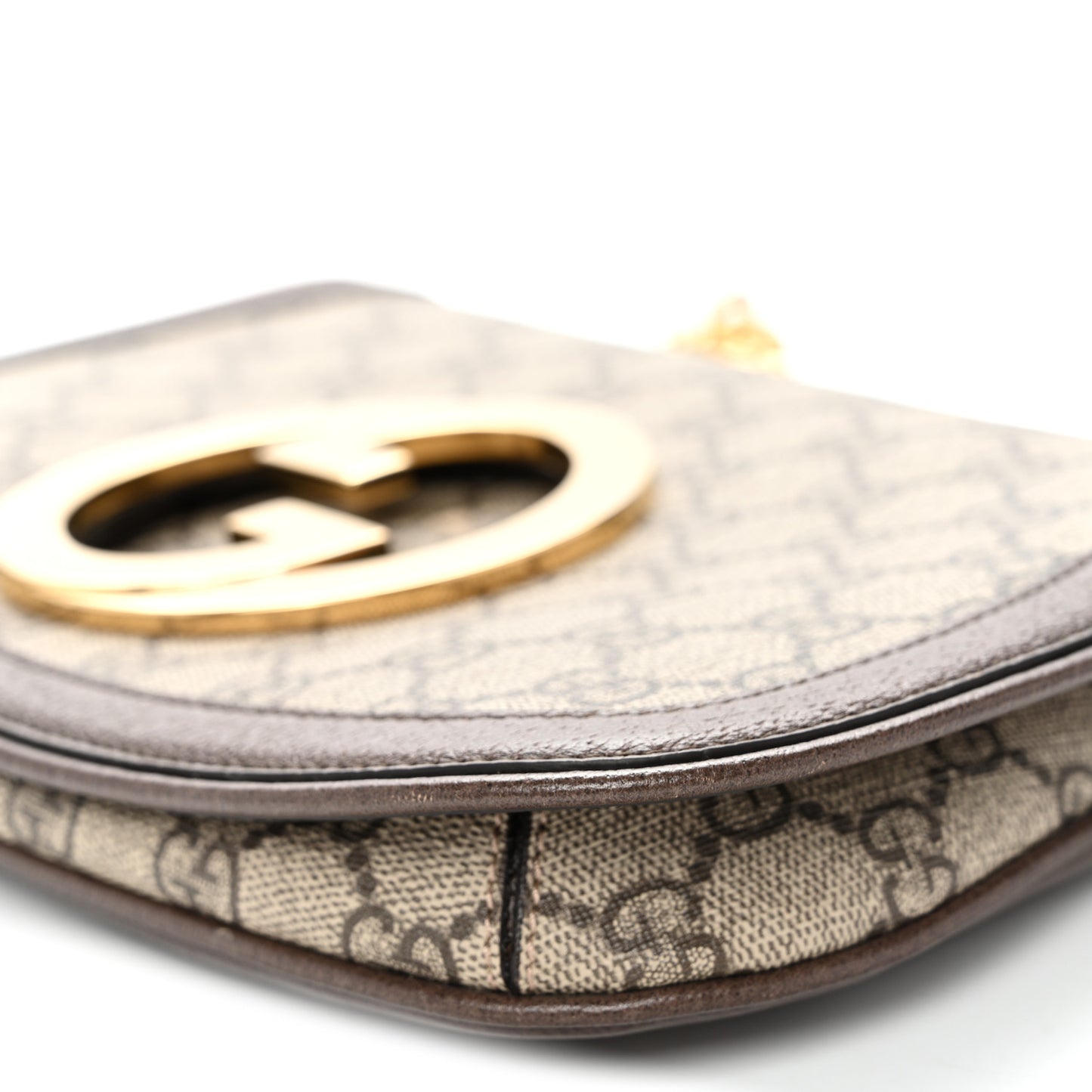 GG Supreme Monogram Textured Dollar Calfskin Blondie Chain Shoulder Flap Bag Beige Ebony New Acero