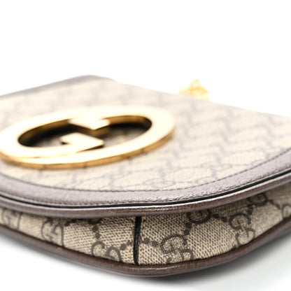 Gucci GG Supreme Monogram Textured Dollar Calfskin Blondie Chain Shoulder Flap Bag Beige Ebony New Acero 10 of 10