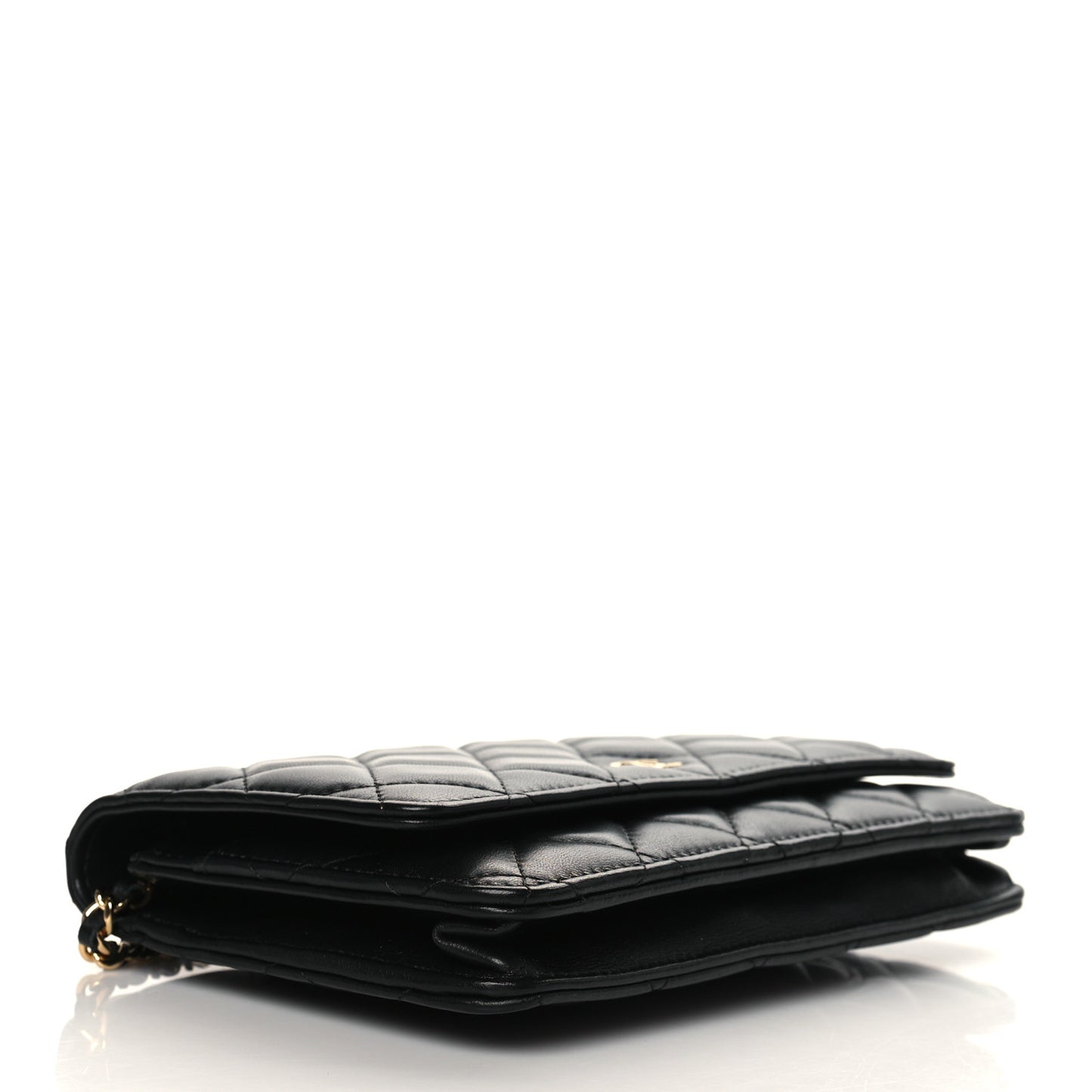 Lambskin Quilted Wallet On Chain WOC Black