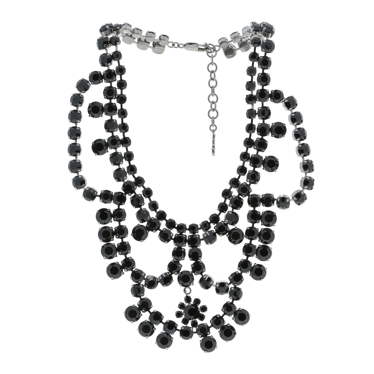 Saint Laurent Crystal Necklace Black Silver 3 of 6
