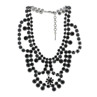 Saint Laurent Crystal Necklace Black Silver 3 of 6