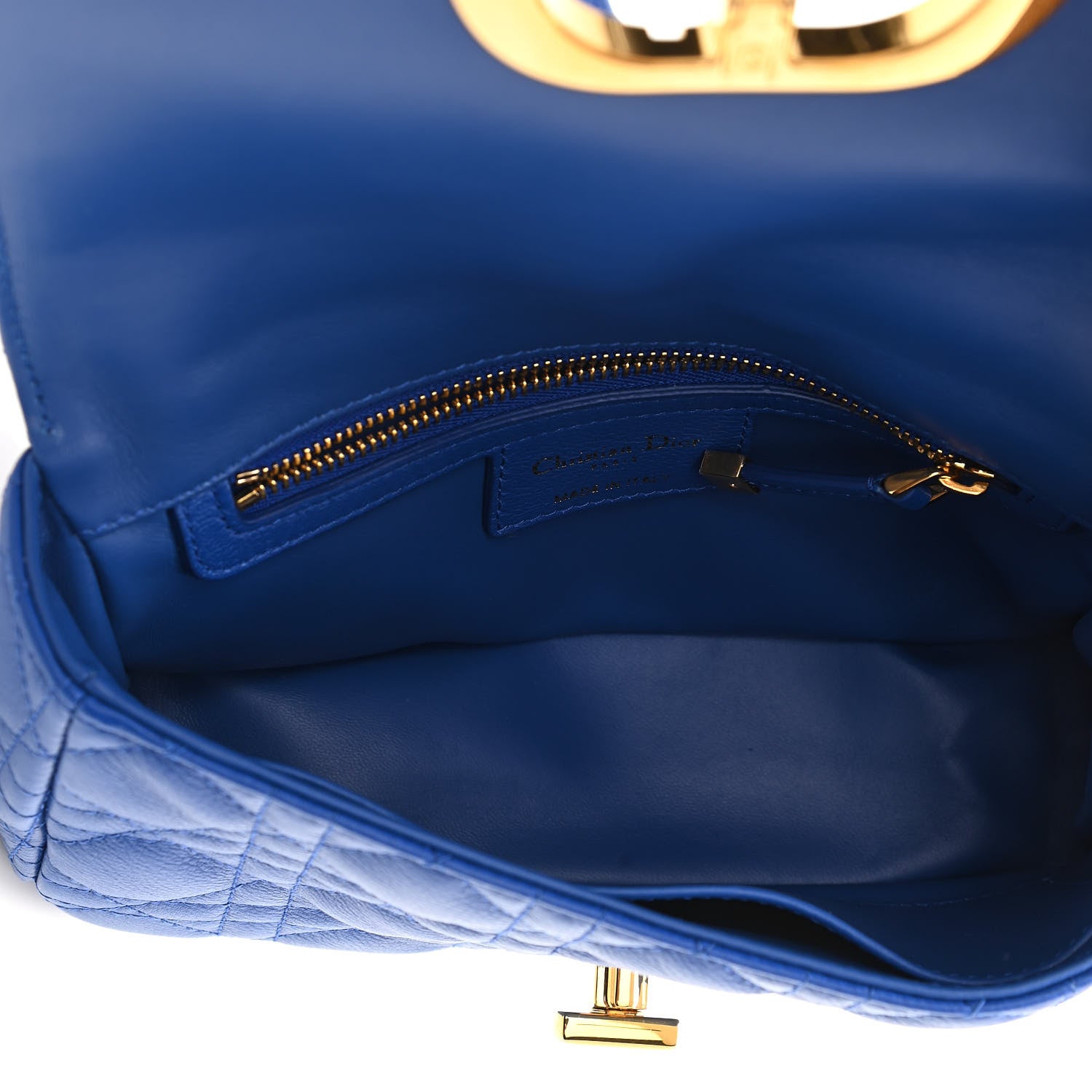 Christian Dior Calfskin Cannage Small Caro Bag Blue 4 of 9
