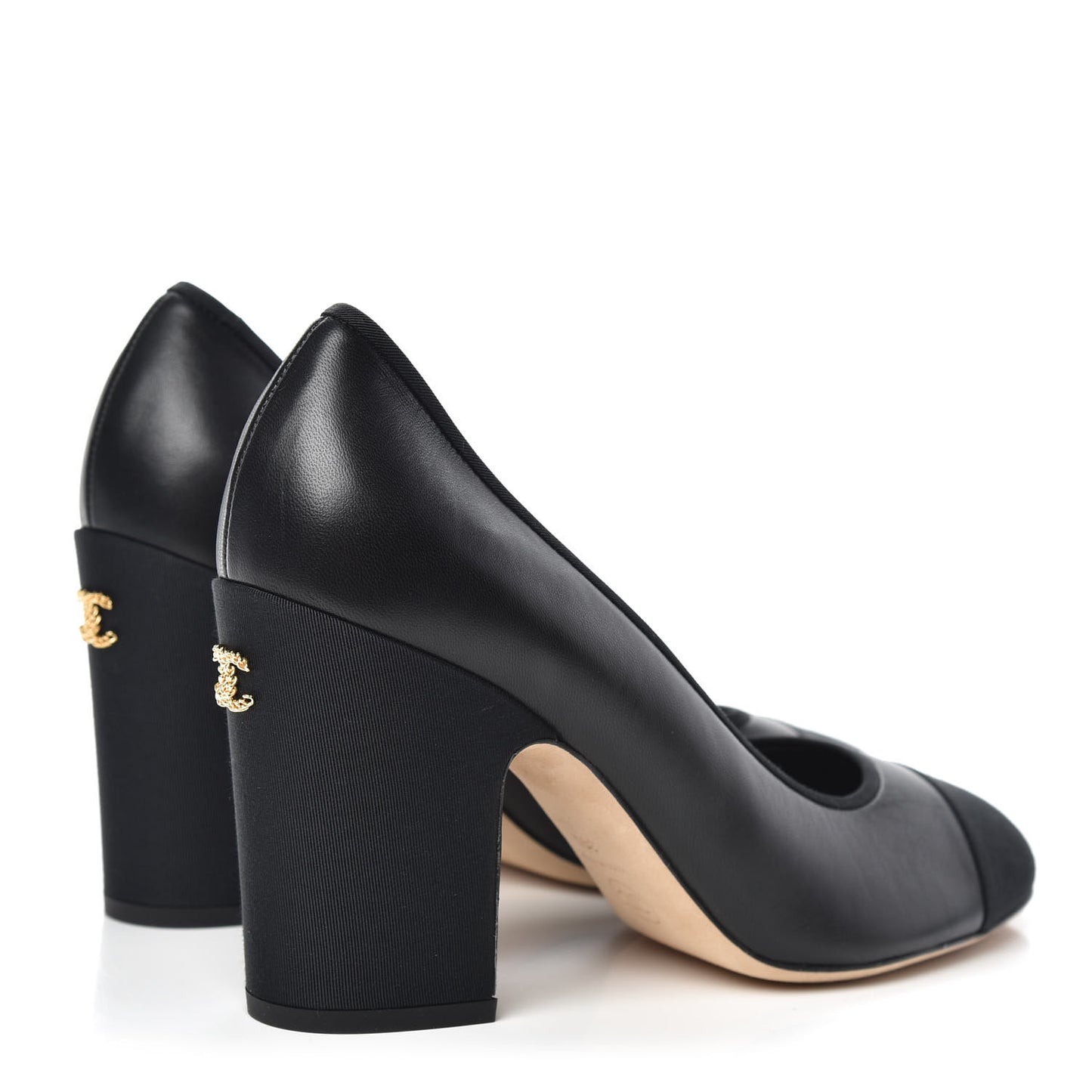 Lambskin Grosgain Cap Toe Pumps 39.5 Black