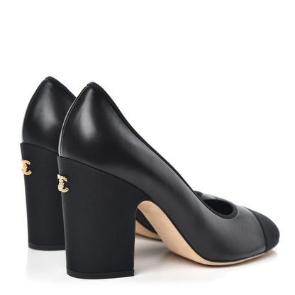 Chanel Lambskin Grosgain Cap Toe Pumps 39.5 Black 4 of 9