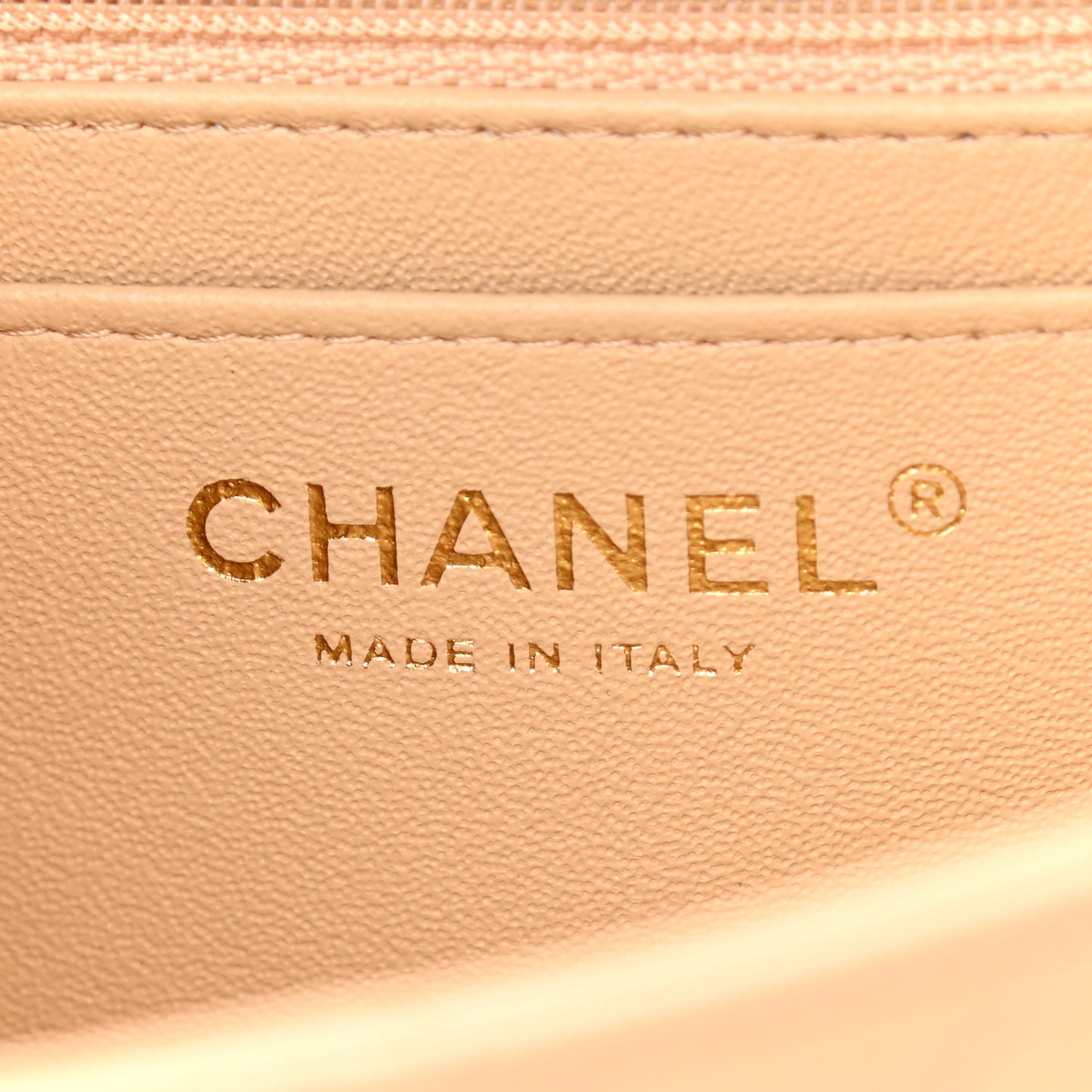 Lambskin Quilted Mini Square Flap Beige