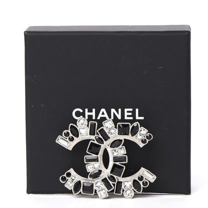 Chanel Baguette Crystal CC Brooch Black Silver 4 of 4