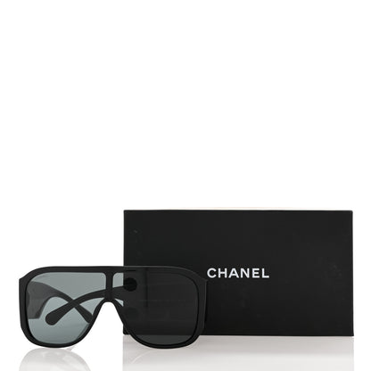 Chanel Acetate Crystal CC Shield Sunglasses 5466-B Black 9 of 9