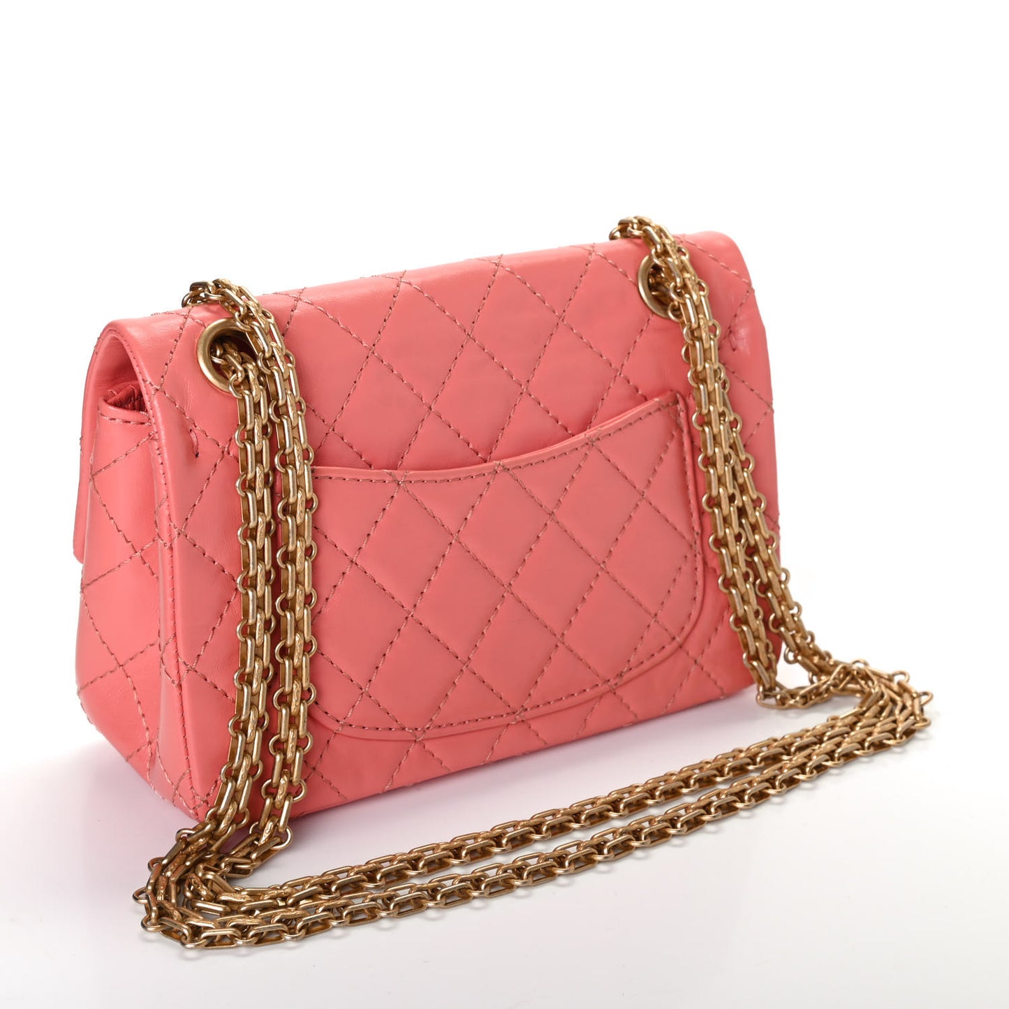 Aged Calfskin Quilted 2.55 Reissue Mini Flap Coral