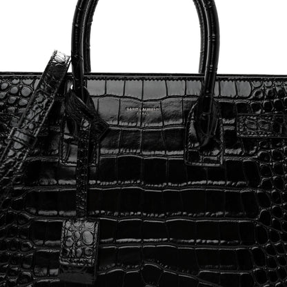 Saint Laurent Calfskin Crocodile Embossed Baby Sac De Jour Black 8 of 10