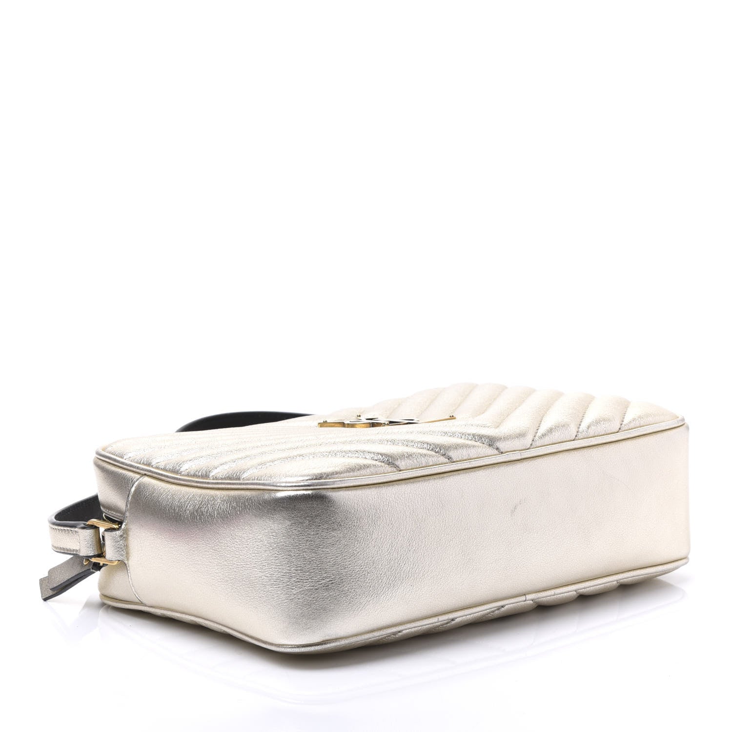 Saint Laurent Metallic Calfskin Matelasse Monogram Lou Camera Bag Platino 3 of 8