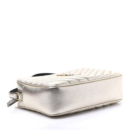 Saint Laurent Metallic Calfskin Matelasse Monogram Lou Camera Bag Platino 3 of 8