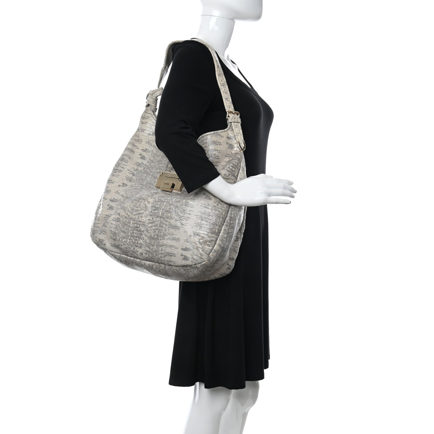 Jimmy Choo Snakeskin Embossed Calfskin Rahmyn Grey 2 of 9
