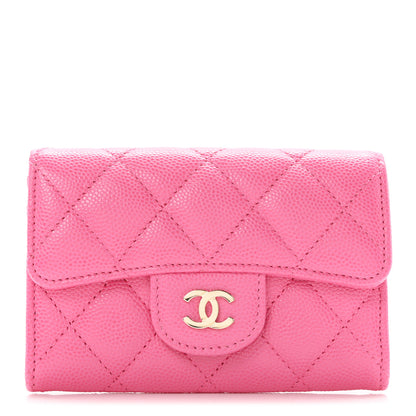 Chanel Caviar Quilted Flap Card Holder Wallet Pink 1 of 8