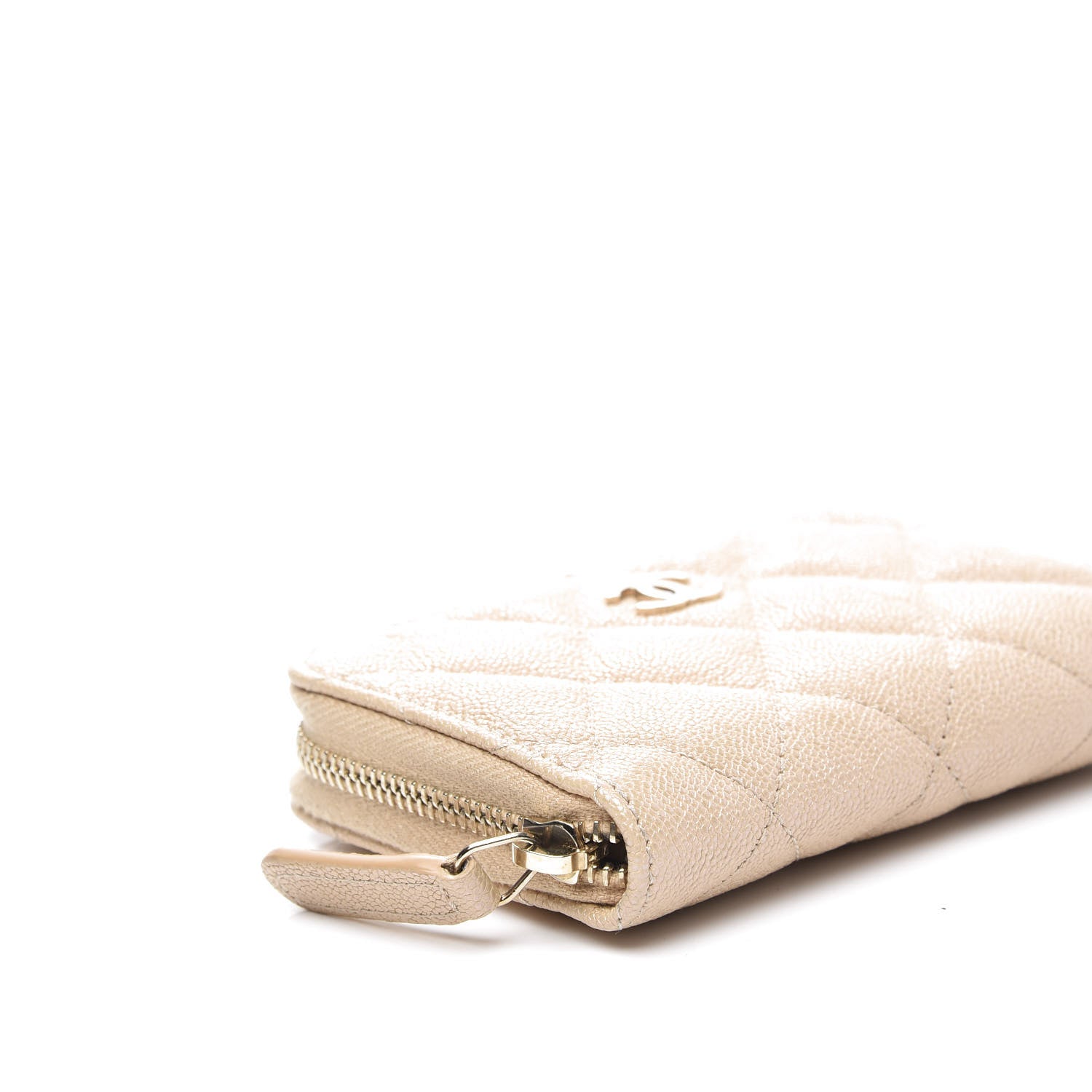 Chanel Iridescent Caviar Quilted Zip Around Coin Purse Beige 5 of 9