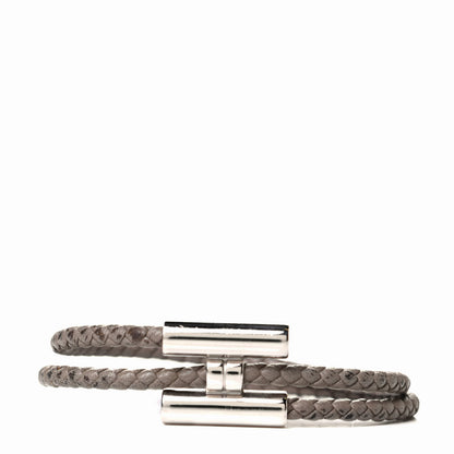 Hermes Swift Double Wrap Cord Tournis Tresse Bracelet T5 Etain 2 of 9