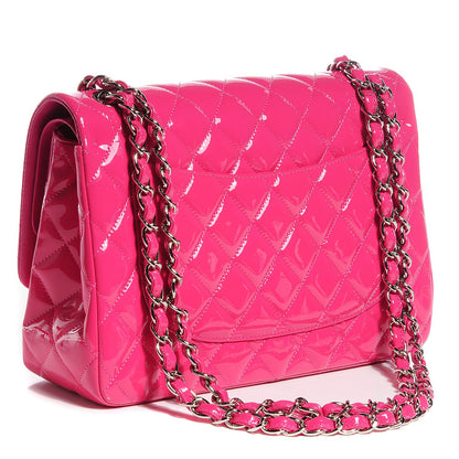 Chanel Patent Quilted Jumbo Double Flap Fuchsia 3 of 9