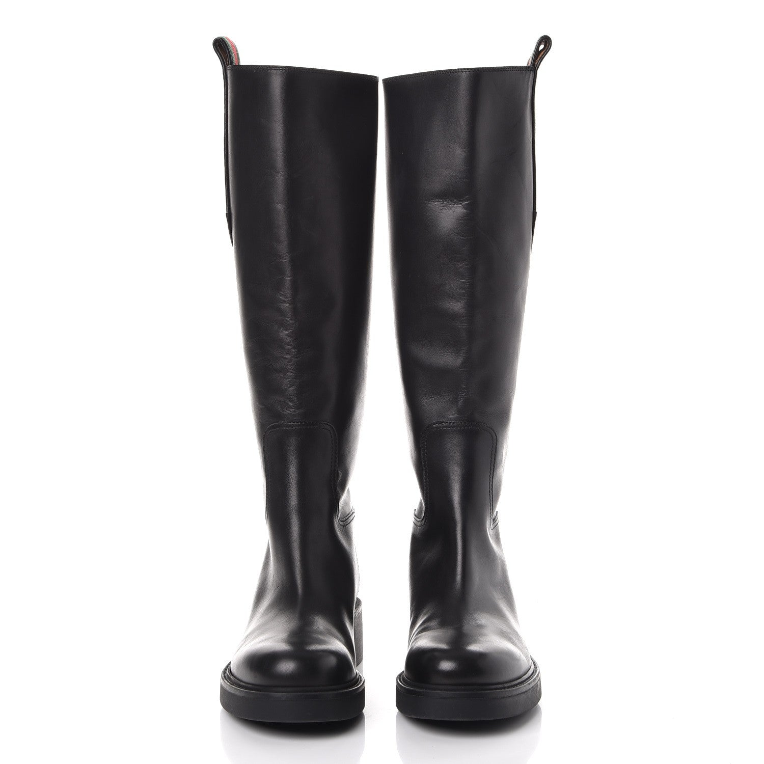 Gucci Calfskin Web Bee Riding Boot 36 Black 2 of 9
