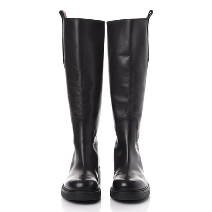 Gucci Calfskin Web Bee Riding Boot 36 Black 2 of 9