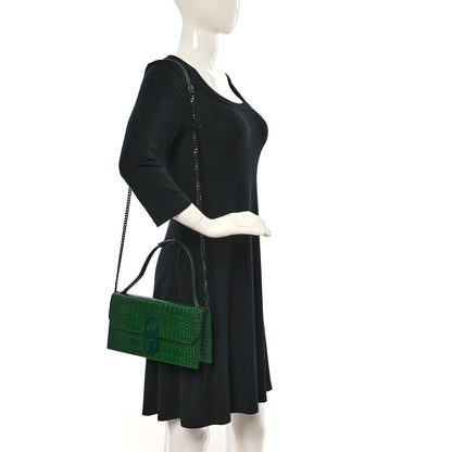 Christian Louboutin Calfskin Alligator Embossed Elisa Baguette Green 2 of 10