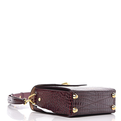 Alexander McQueen Calfskin Crocodile Embossed Box Shoulder Bag 21 Velvet Red 4 of 9