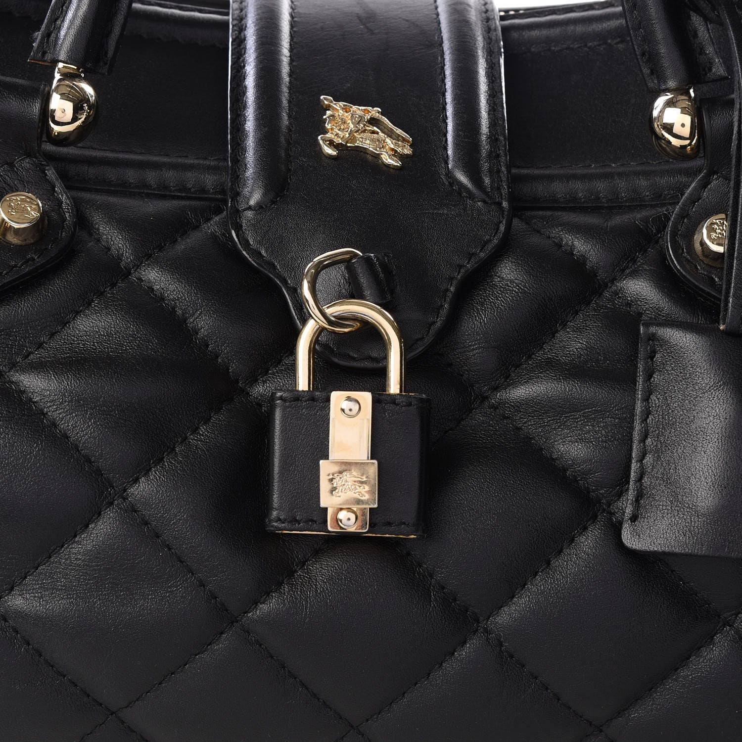 Burberry Calfskin Quilted Satchel Black 12 of 13