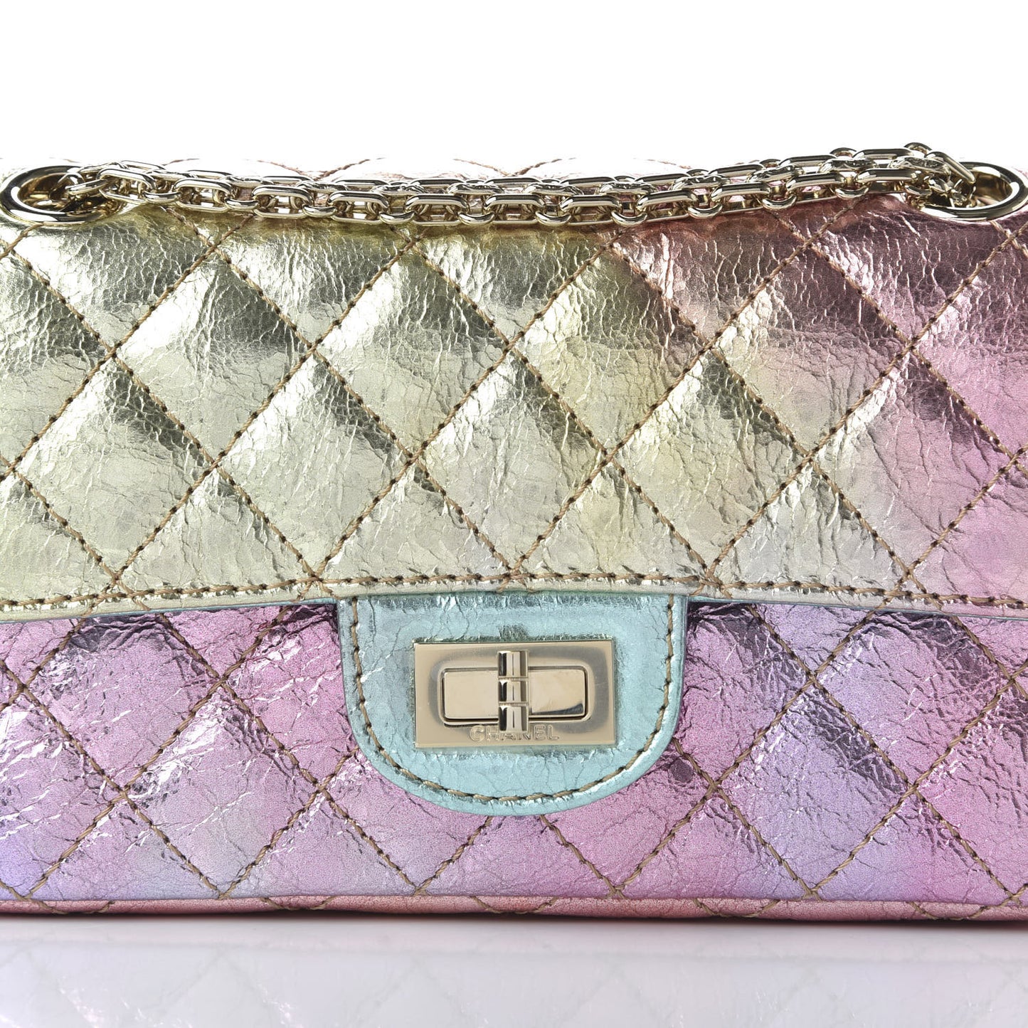 Metallic Goatskin Quilted Mini 2.55 Reissue Flap Multicolor