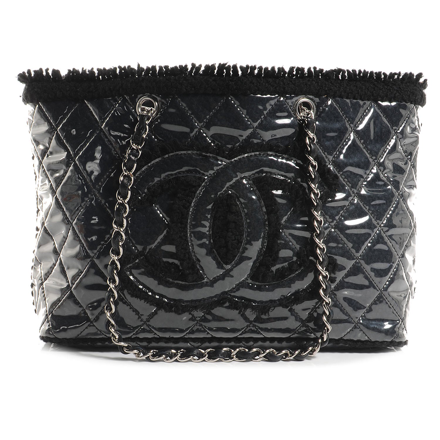 Chanel Vinyl Quilted Funny Tweed Tote Black 1 of 7